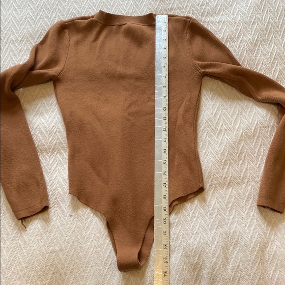 Dynamite Asymmetrical Wrap Bodysuit in Brown - Picture 9 of 11